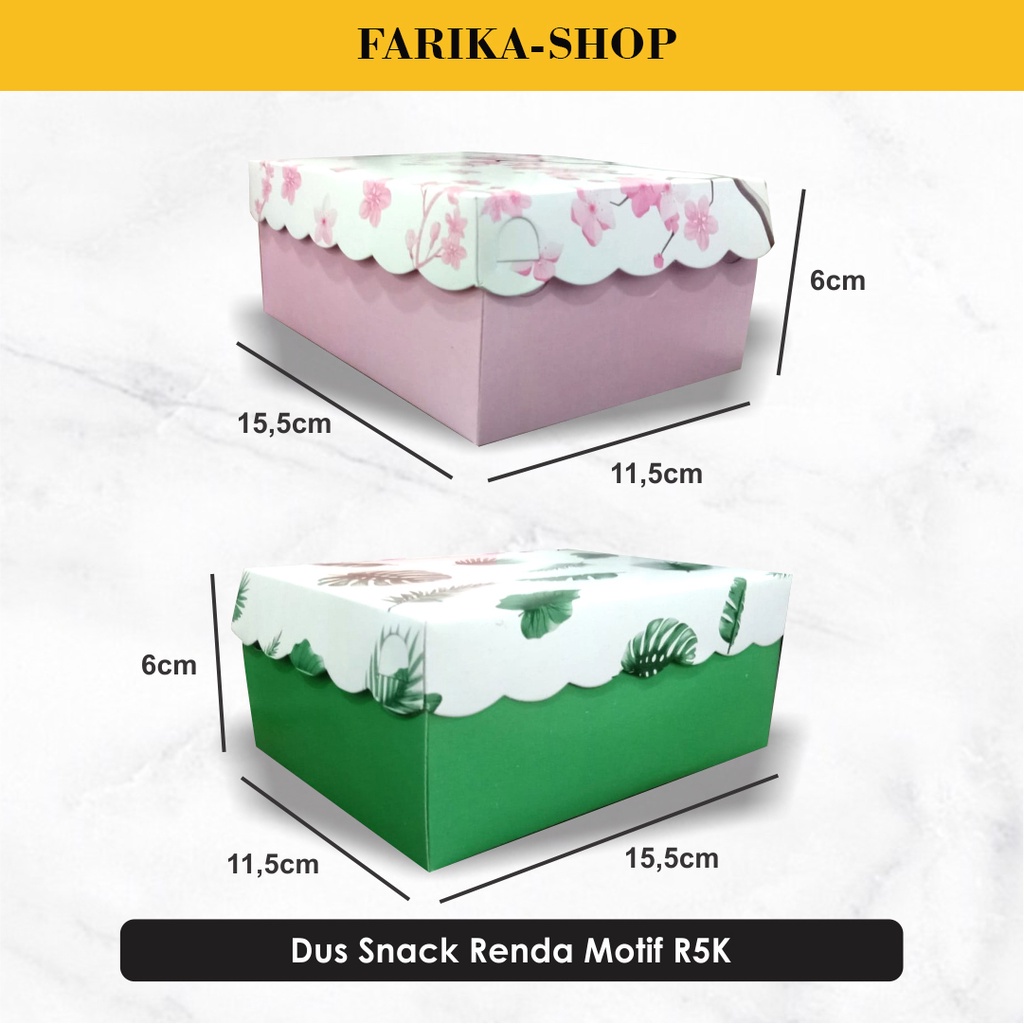 Dus Kue Renda R5 Motif ukuran 15x11,5x6 cm isi 25 pcs / Kotak Nasi Snack Box Renda Motif