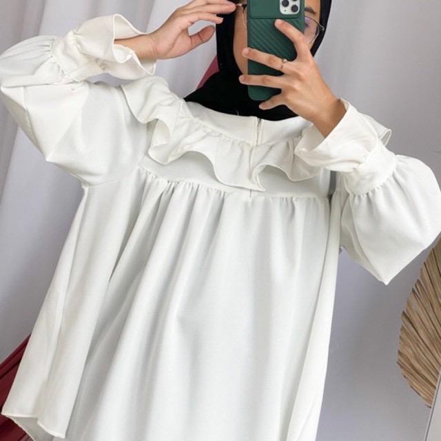 Ajwa Blouse Wanita// Atasan Rampel MOSSCREPE Premium-1