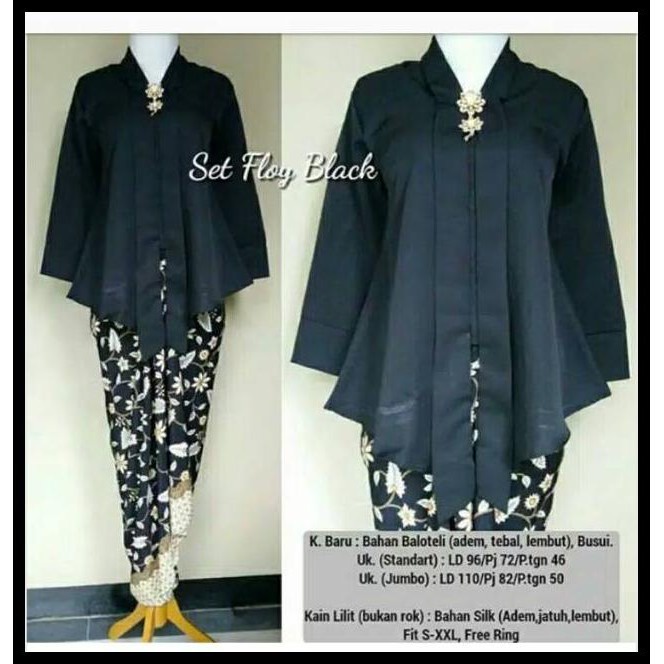 Setelan Kebaya Floy Kutu Baru Black