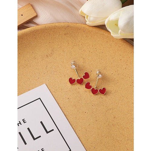 LRC Anting Tusuk Fashion Love Curved Alloy Diamond P3268X