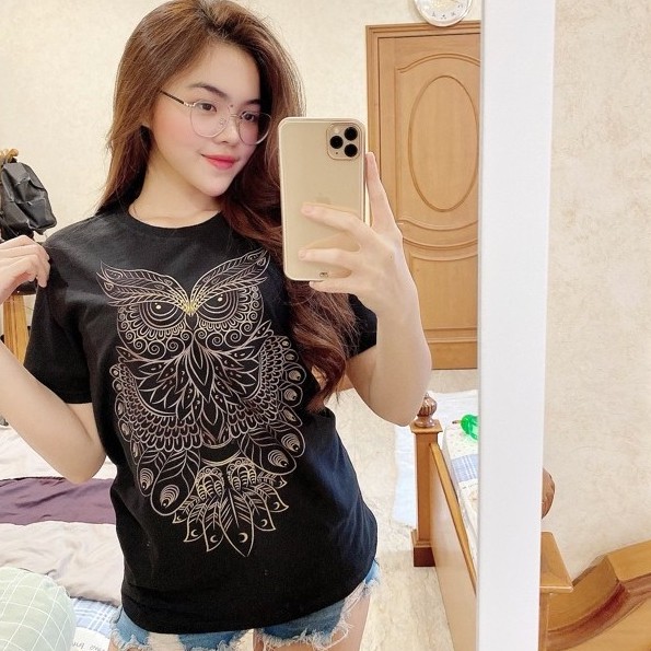Kaos Wanita Premium Combed 30s / Baju Atasan Wanita - OWL BATIK GALAXY OWL GOLDEN OWL