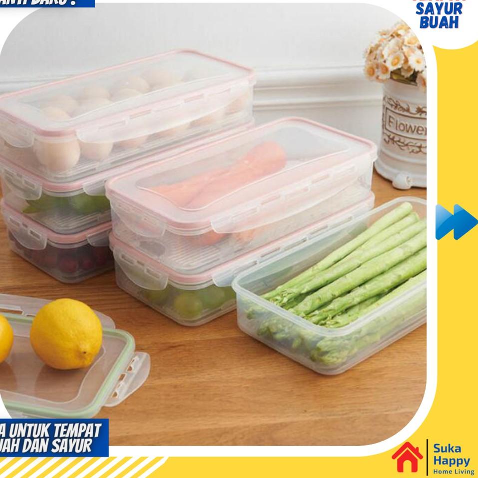 Special Edition Toples Kulkas Kotak Tempat Penyimpanan Bening Plastik Transparan Buah Sayur Ikan Mak