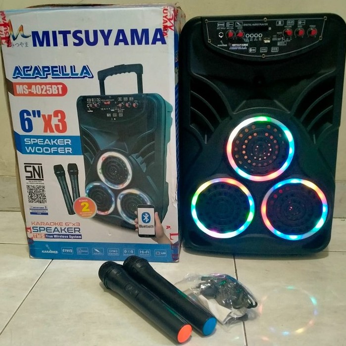 Speaker Bluetooth Woofer Mitsuyama Acapella 4025 BT KARAOKE 6" BONUS 2 MIC Wireless