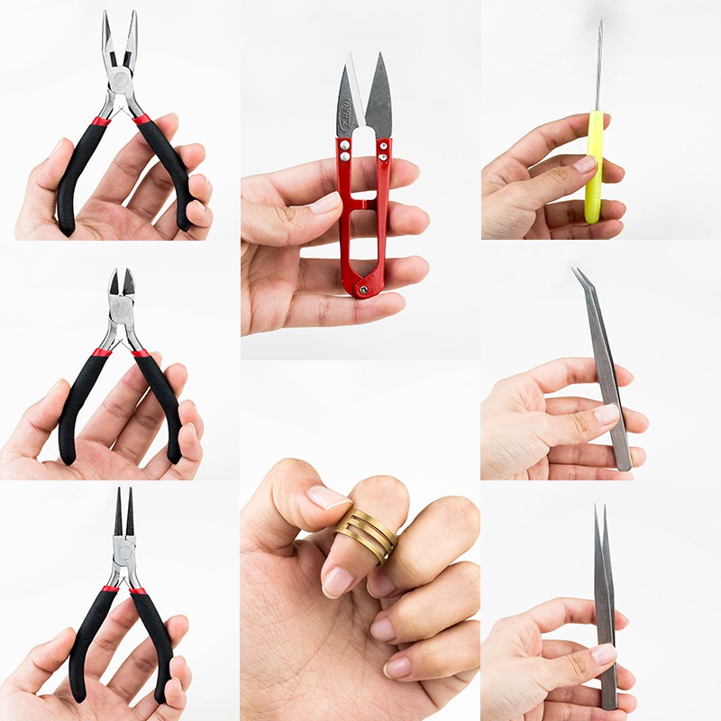 Alat pembuatan perhiasan stainless steel set dengan gunting plier pinset alat manik untuk perhiasan diy kit 8pcs