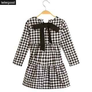 Dress Gadis gaun kotak kotak yang chic Gaun putri lengan Dress Gadis gaun kotak kotak yang chic Gaun putri lengan