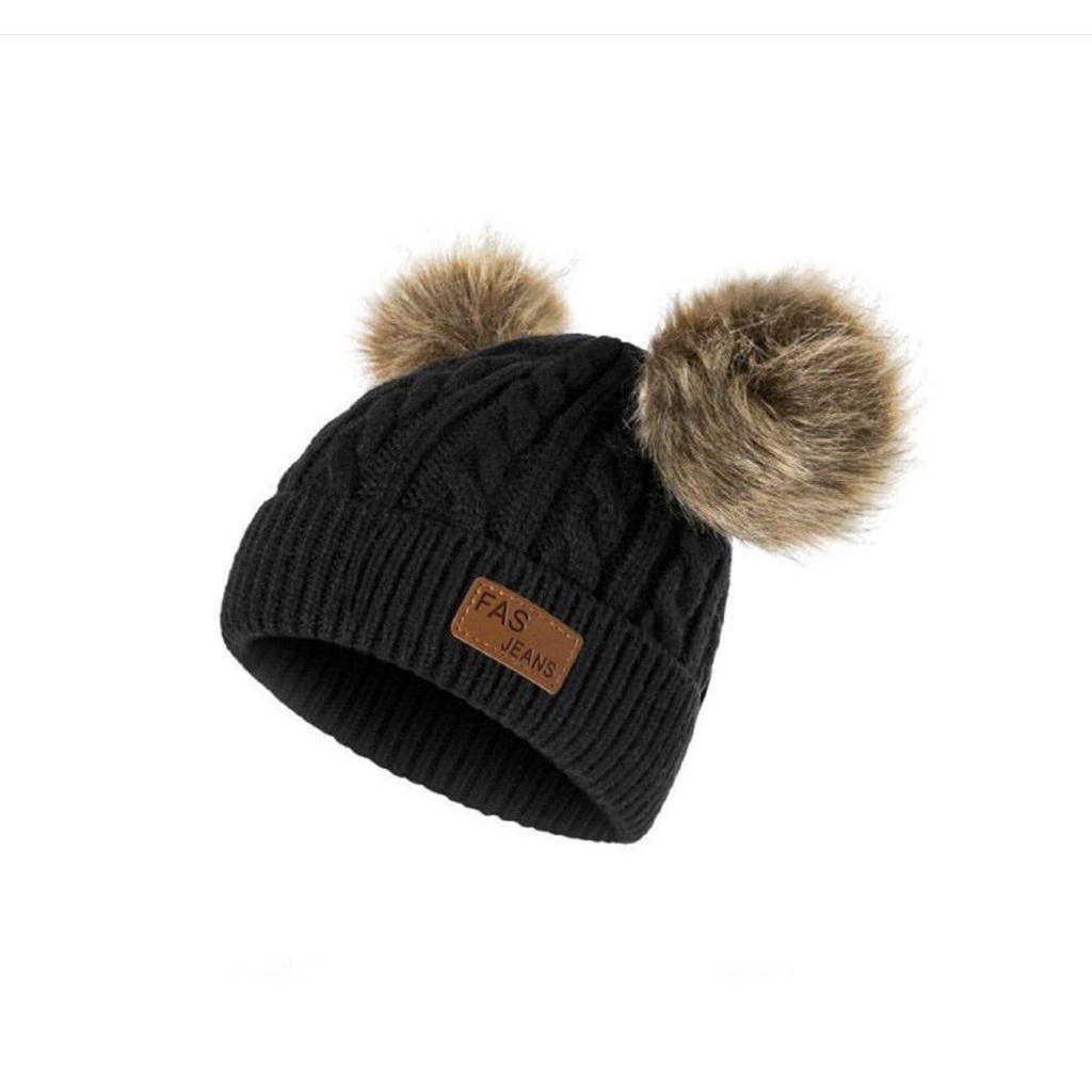 topi rajut pom pom - kupluk bayi premium- accecoris anak bayi-3
