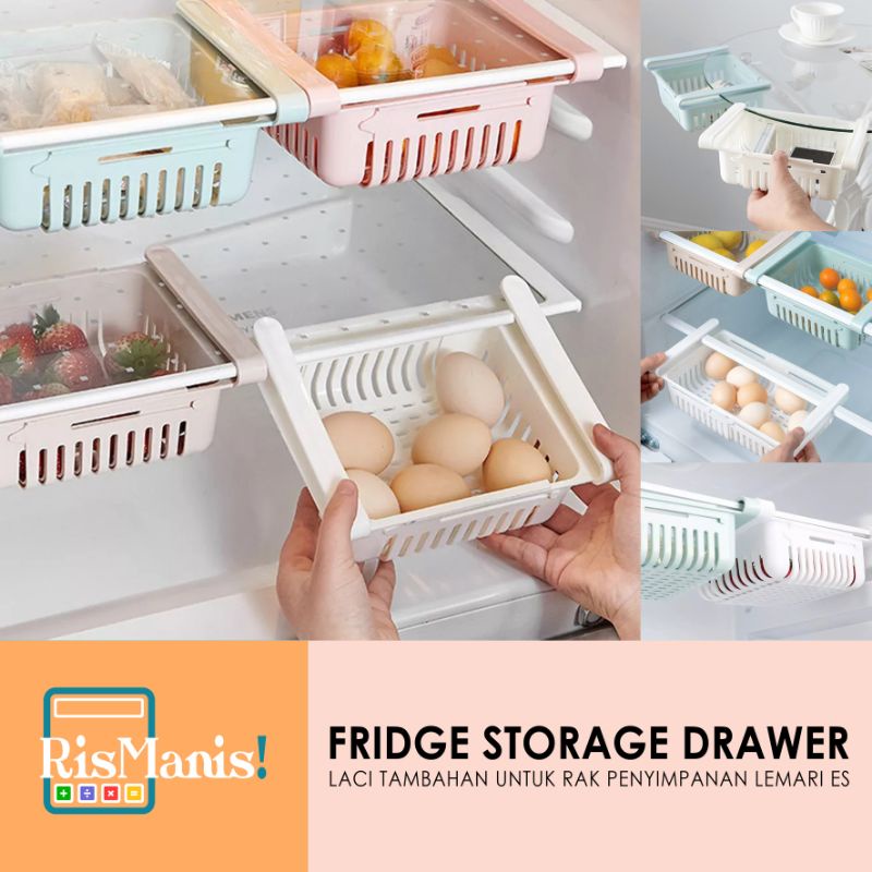 FRIDGE STORAGE DRAWER - Laci Mini Tambahan Rak Serbaguna Lemari Es Organizer Rapi Penyimpanan Kulkas