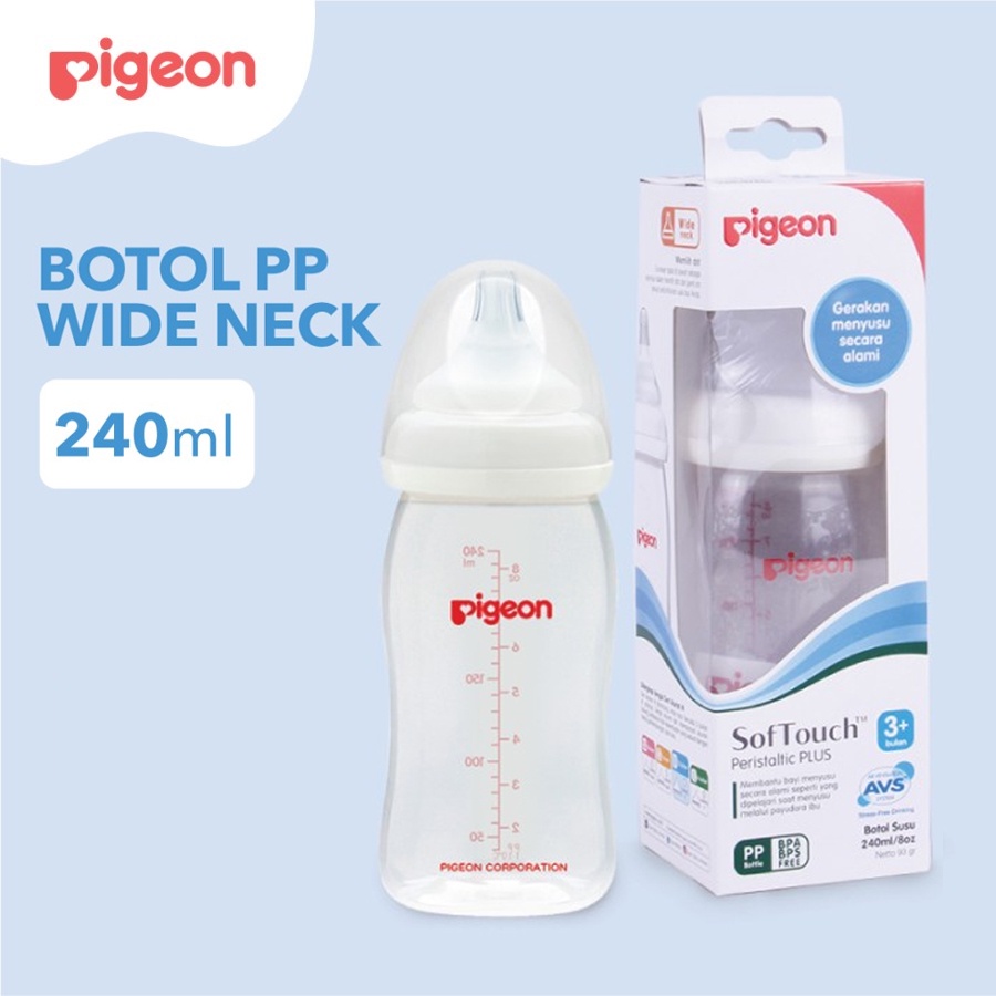 Botol Susu Pigeon Wide Neck Peristaltic Plus 240ml Satuan Botol Susu Bayi