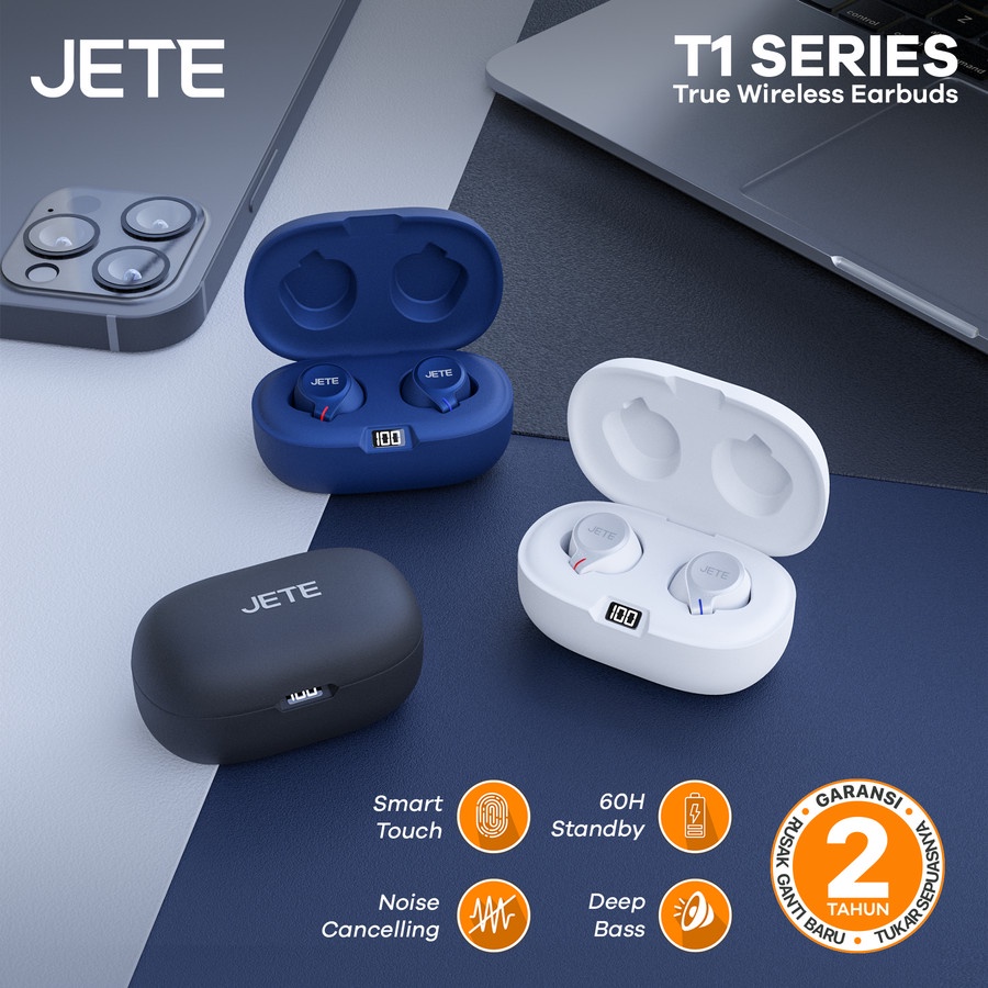 JETE TWS Bluetooth  Headset Bluetooth  Earbuds JETE T1 with LED Display-Garansi 2 Tahun