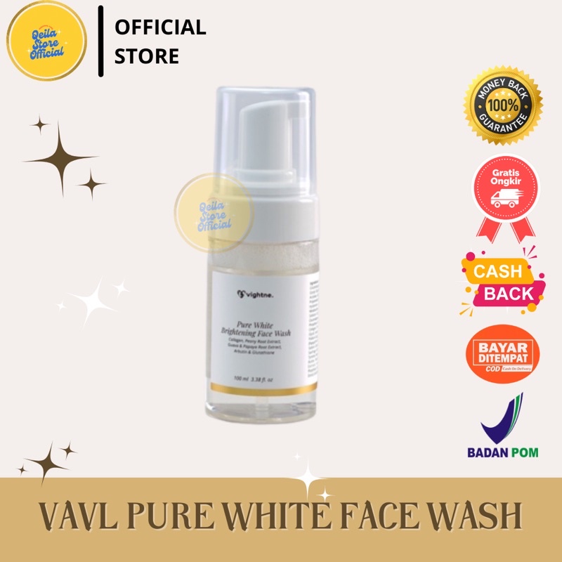 VAVL PURE WHITE BRIGHTENING FACE WASH VAVL BEAUTE BPOM ORIGINAL BY VIGHTNE VIRGINY VIVALENTINE