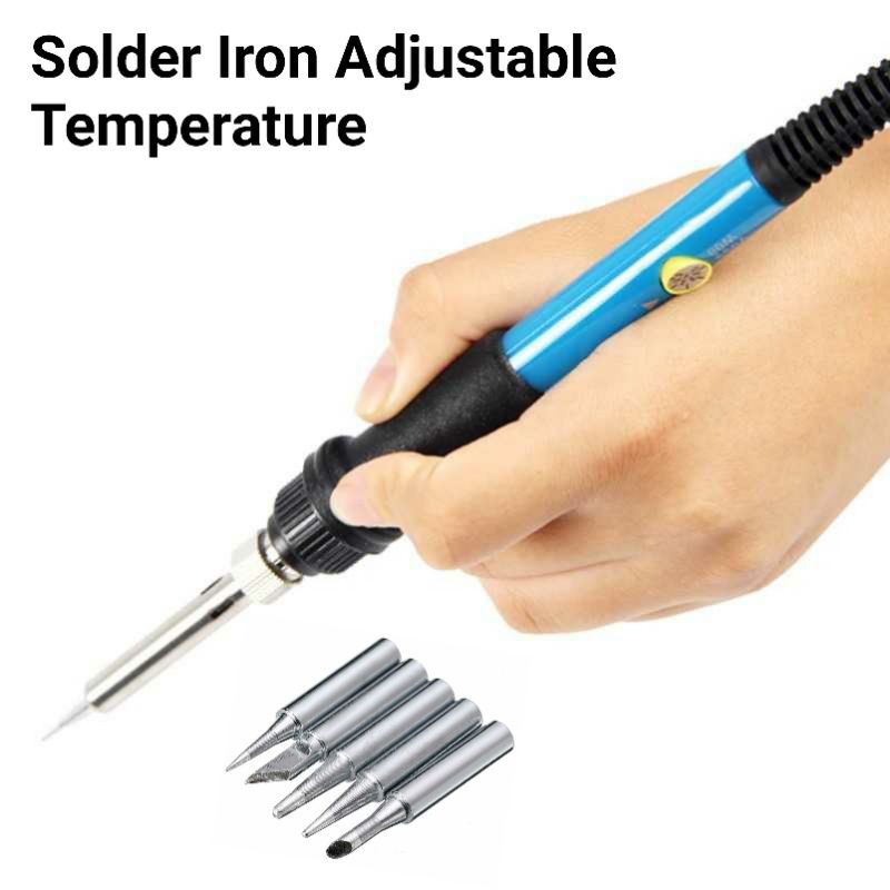 Set Kumplit Peralatan Solder Iron 60watt White 5pcs Mata Solder