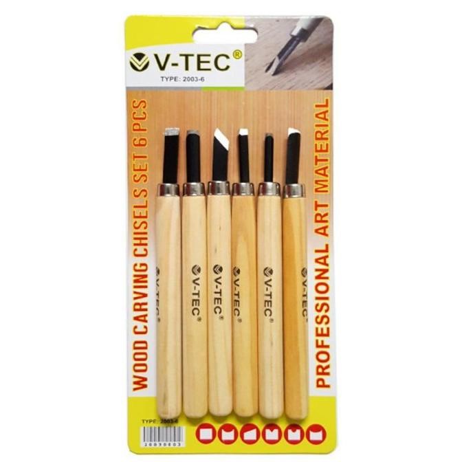 V-tec Professional Art Material Wood Carying Chisel / Pisau Ukir Type Set 6 pcs - 2003-6