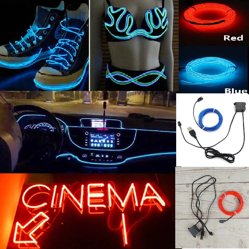 KEY-WIN Strip Neon Led Neon 3 Meter USB untuk dekorasi Kamar Baju Mobil Neon Box toko dst Mudah dibentuk DIY Kreatif Nama Lampu Dekorasi LED Strip Flexible Neon Light 3 Meter lampu interior mobil dekorasi Modern minimalis