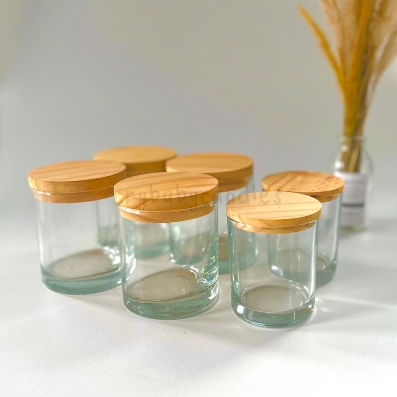 Gelas lilin 300 ml/ Jar lilin / Gelas tutup kayu / toples kaca bumbu