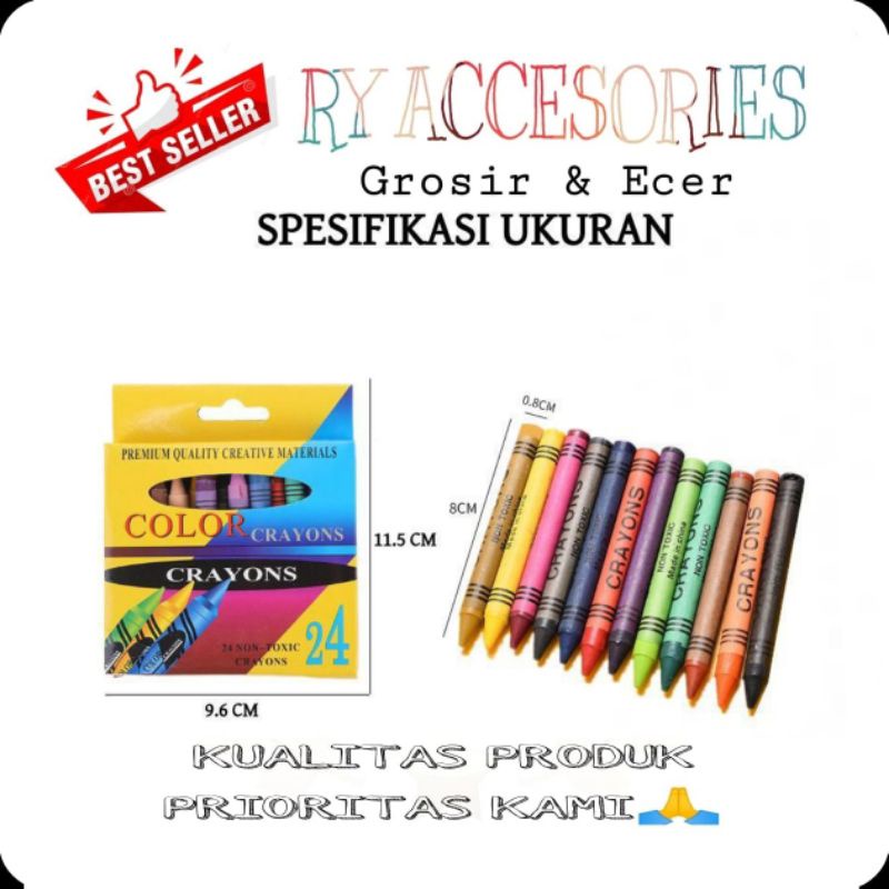 

RY - Crayon Gambar Set 12 warna Anak Alat Lukis Alat Mewarnai Art Set 24 Pcs New