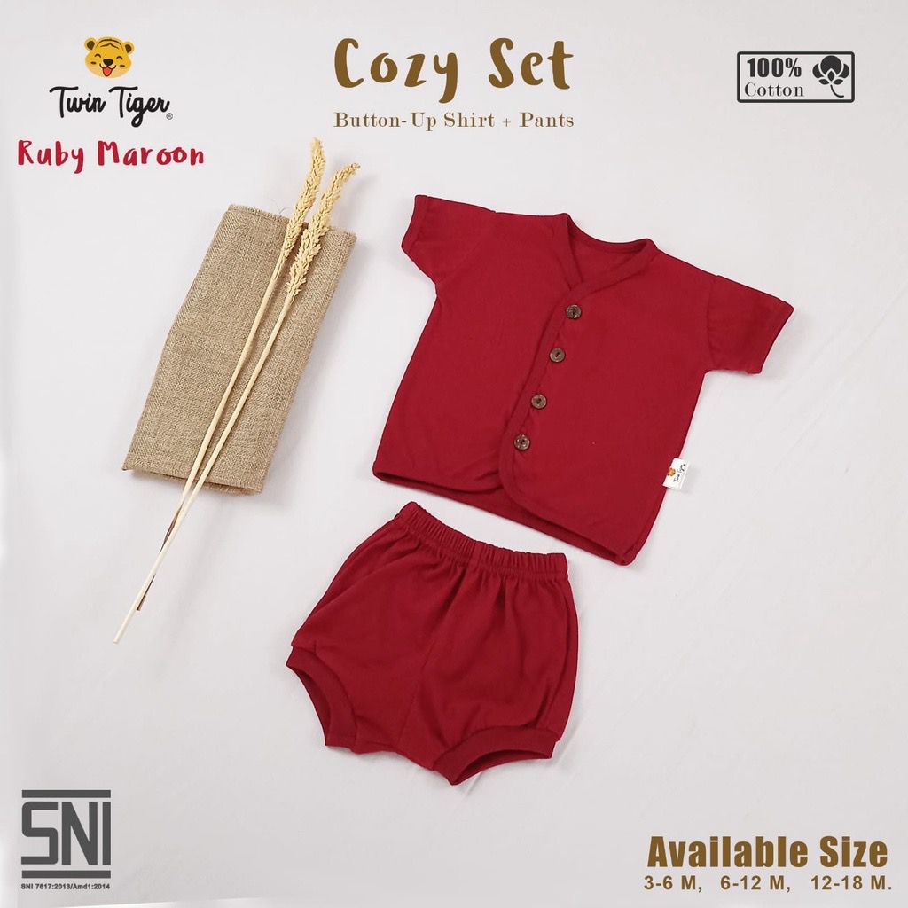Twin Tiger Setelan Cozy Set Button 0-2 Tahun/setelan baby