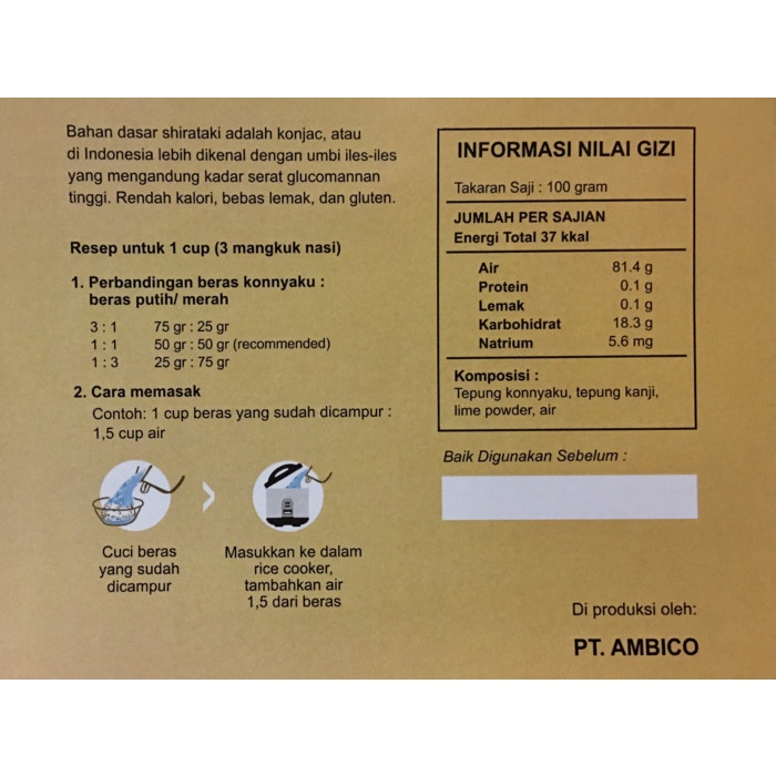 

gr20111r Beras Shirataki Konnyaku Kering 1 Kg Sv012Ss