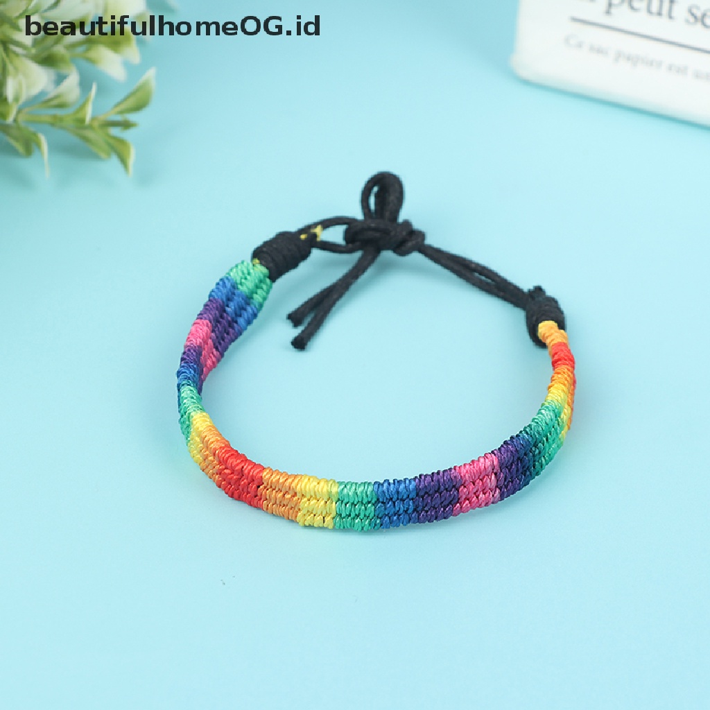 Gelang Tali Handmade Warna Pelangi Untuk Pria Dan Wanita