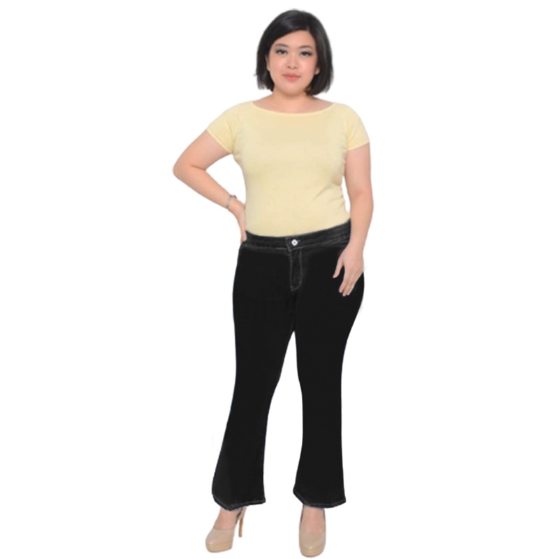 Celana Cutbray Jumbo Highwaist Cotton Strench / Celana Cutbray Jumbo Highwaist warna HITAM