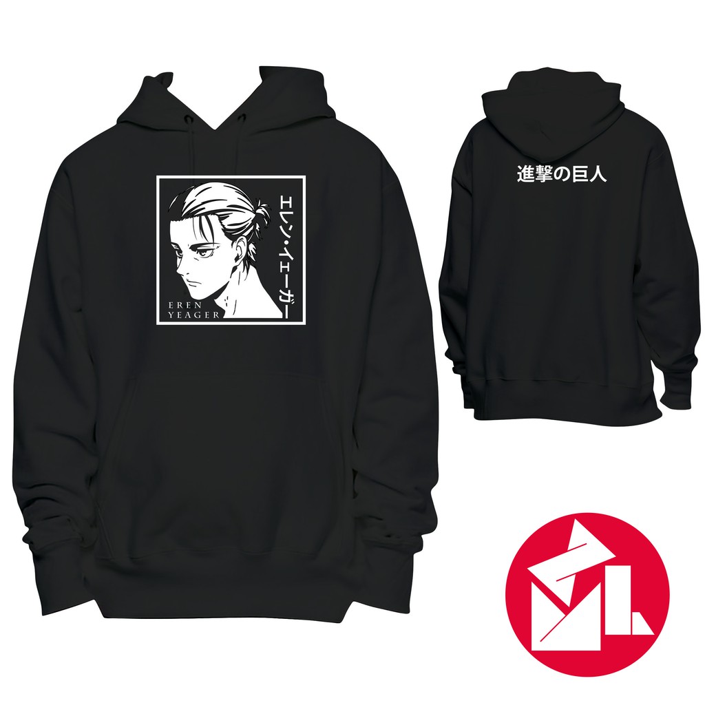 Jaket AOT Attack on Titan Eren Yaeger Hoodie Anime Jepang Cosplay Attack on Titan Face Eren