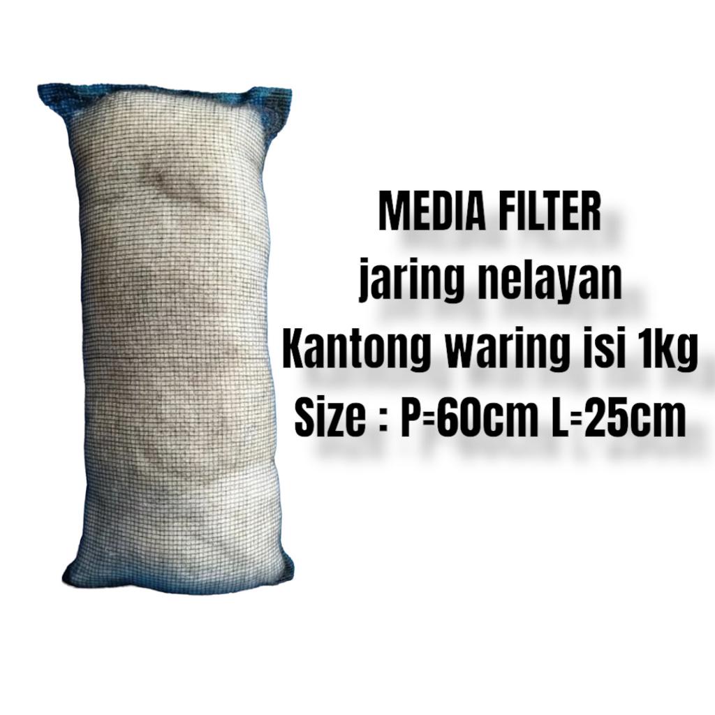 1kg jaring nelayan media filter plus kantong waring / media filter kolam koi / jaring nelayan