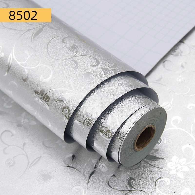 Wallpaper Aluminium Foil Anti Minyak Waterproof 200x60cm - 8502 - Silver