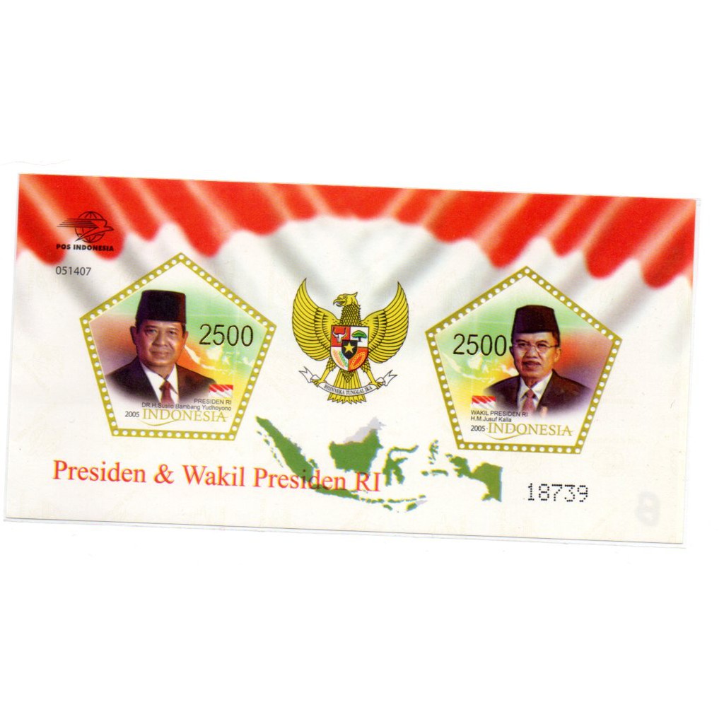 Souvenir Sheet ss Presiden Susilo Bambang Yudhoyono Jusuf kalla SBY JK Indonesia