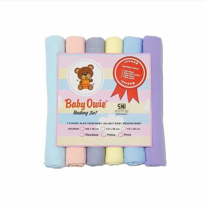 Makassar ! Bedong Bayi Baby Owie SOFT PASTEL 100 x 90 CM ( ISI 6 LBR )