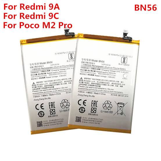 Battery Baterai Batre Handphone Redmi 6Pro A2 Lite/BN47, 8 8A/BN51, 9A 9C Poco M2 Pro/BN56, Note 6 Pro/BN48, Note 7 Pro/BN4A, Note 8 Pro/BN4J, Note 9/BN54, Note 9 Pro/BN53