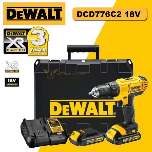 Mesin Bor Dewalt DCD776C2 Impact Cordless Drill Hammer Screwdriver Bor Portable 2 Baterai Terjangkau