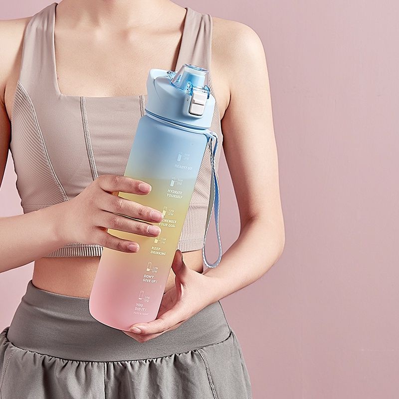 Botol Minum Viral 1Liter 1000ML - Botol Minum Gym - Botol Minum Motivasi Hits Viral Botol Minum 1 Liter Warna Pastel Gradasi