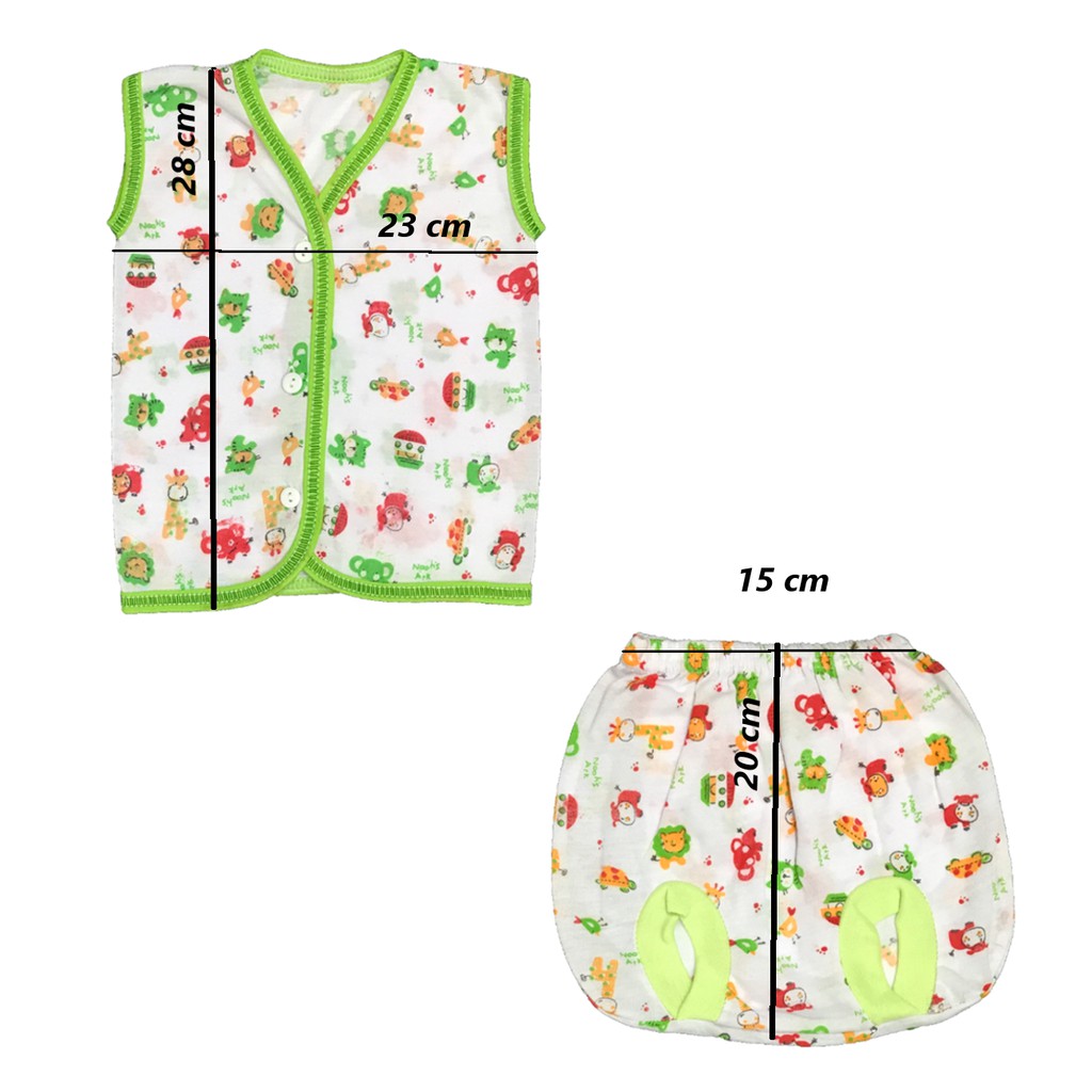 BAYIe - 3 SET Setelan Baju Bayi Kutung+Celana Kacamata Motif TABUR 0-3 bln/baju anak laki/Perempuan