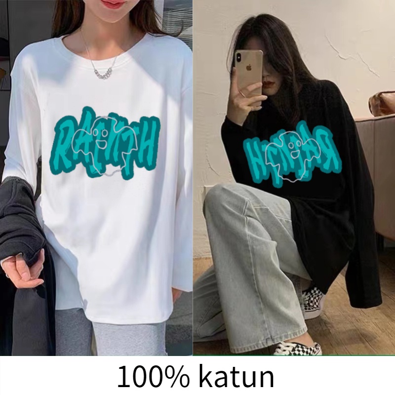 T SHIRT OVERSIZE KAOS IMPORT WANITA LENGAN PANJANG KAOS KATUN