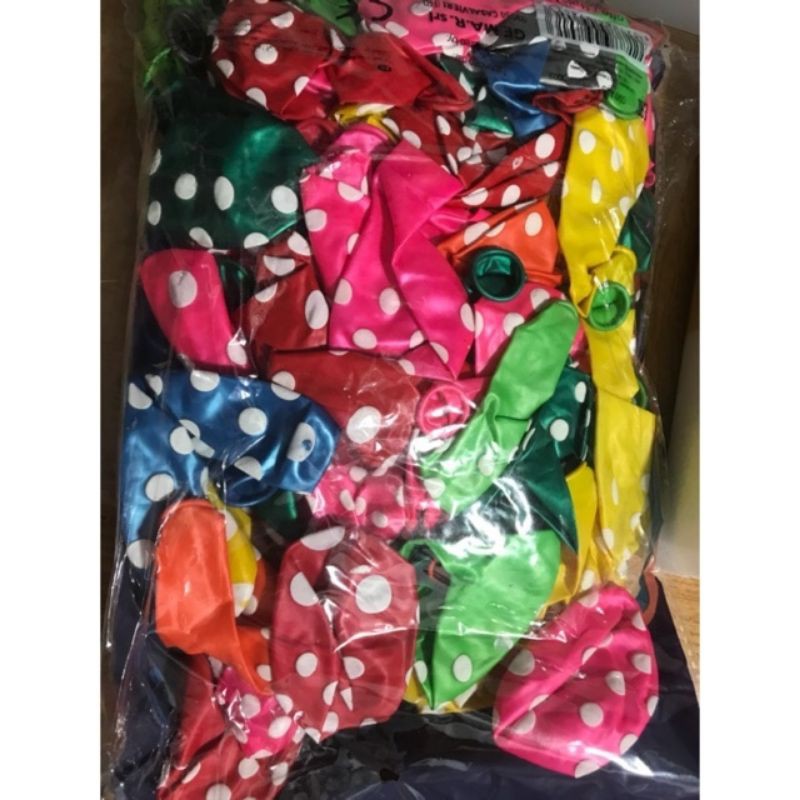 Balon polkadot isi 100pcs / balon ulang tahun / balon volkadot / balon pesta / balon tiup / balon hbd