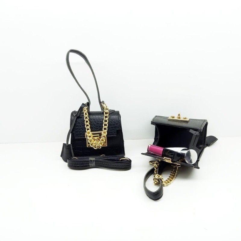 Tas Slempang Wanita Andin Hitam Croco Mini Bag