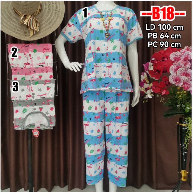 B05 - Baju Tidur Babydoll BKH setelan kaos panjang CP Baju Tidur Baju Kancing Depan Busui Piyama