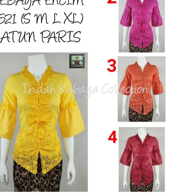 ➷ 8942 Indah Kebaya Modern Encim Kutubaru Bali Murah Batik Bordir Brokat - Kuning, S ➸