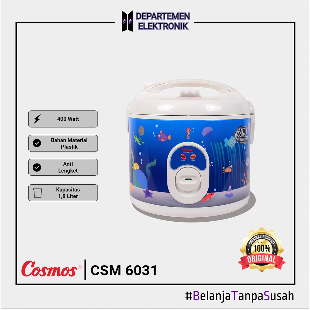 Cosmos CRJ 6031 – Magic Com 1.8 Liter Harmond MURAH BANGET / GARANSI RESMI