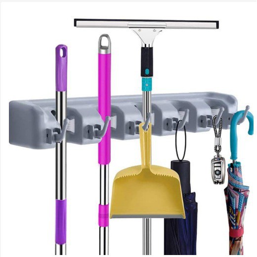 Gantungan Sapu Dan Kain Pel 5 Slot 6 Gantungan- Magic Holder Broom And Mop Hanger Cm