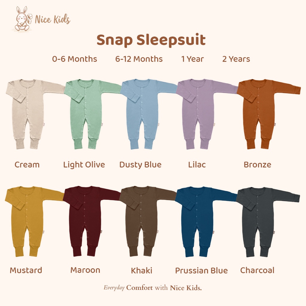 [REJECT SALE] Nice Kids - Snap Sleepsuit (Baby Bayi Onepiece Piyama Pakaian Tidur Anak Bayi 0-2 Tahun)