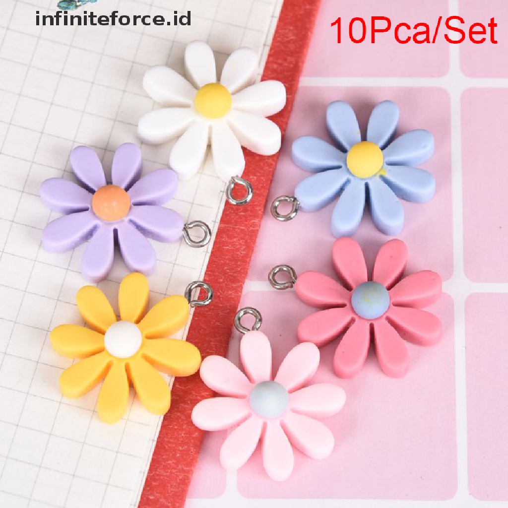 10pcs / set Liontin Bunga Matahari Daisy Kecil Bahan Resin Untuk Membuat Perhiasan Diy