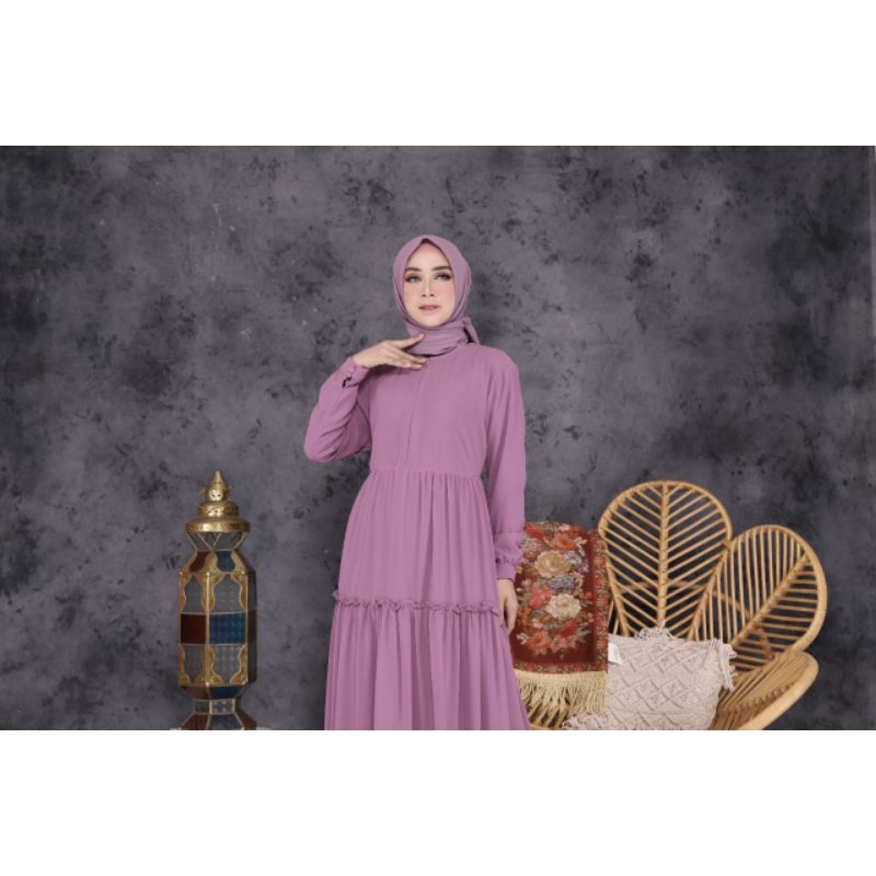 Baju Gamis Wanita Terbaru -Gamis Ceruty -Gamis Polos -Syari Jumbo - Fashion Muslim Wanita- Seragaman-lilac