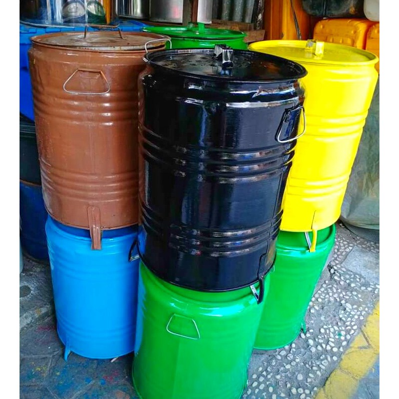 Tempat Sampah Drum Besi Besar 50L Bakar Pot Tong Besi Tempat Sampah Drum Besi Besar 50L Bakar Pot Tong Besi