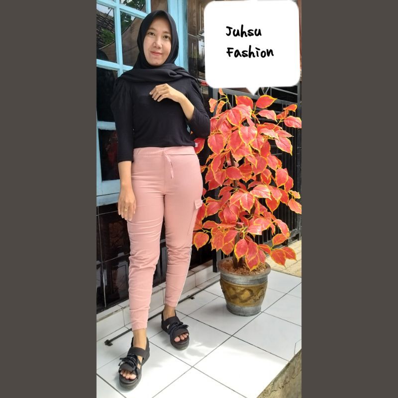 PANTS LIST KATUN STRETCH/CELANA LIST KARGO/CELANA WANITA