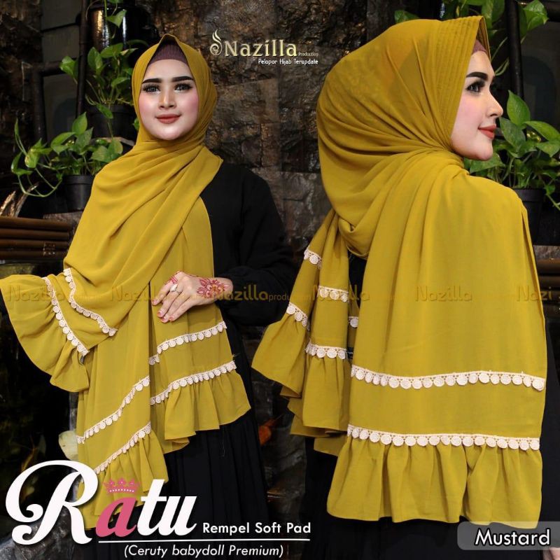 Hijab Pasmina Instant Tali Ratu Rempel Softpad ORIGINAL NAZILLA