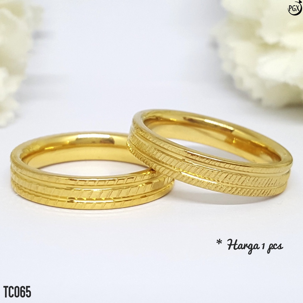 PGX Cincin Titanium Couple Tunangan Aksesoris Fashion Perhiasan Anti Karat - TC065