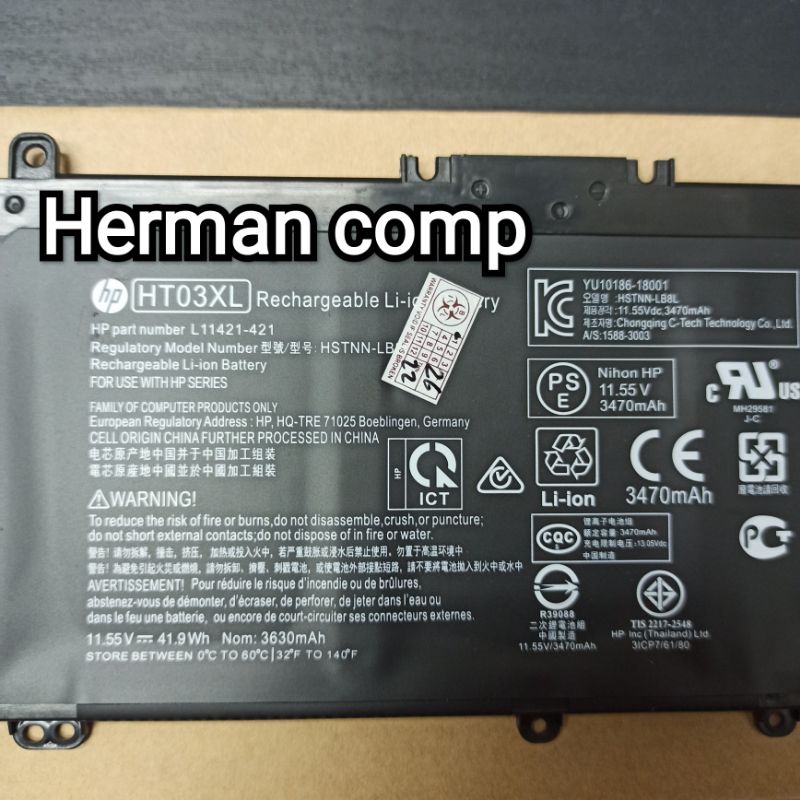 Original Baterai Hp Pavilion X360 14S 14S-DK 14S-DK0000 14S-CF 14S-CF0000 14S-CM 14S-CM0000 Series HT03XL