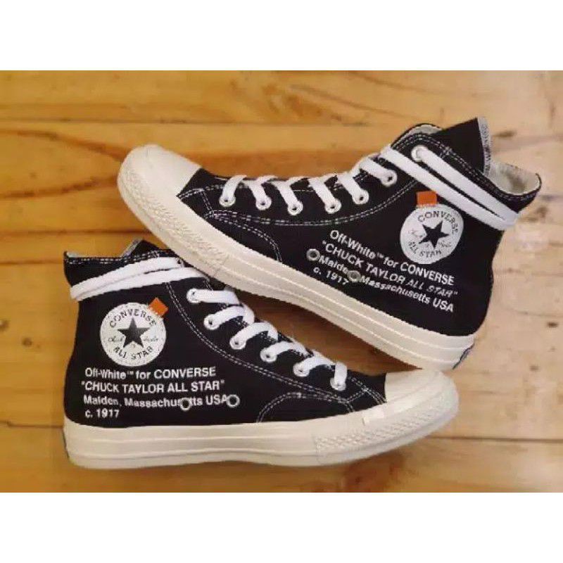 Sepatu converse 70s High Black X Off White Premium-1