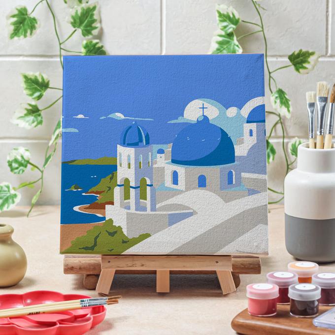 

paint by number kota santorini canvas 20x20 lukisan menurut angka