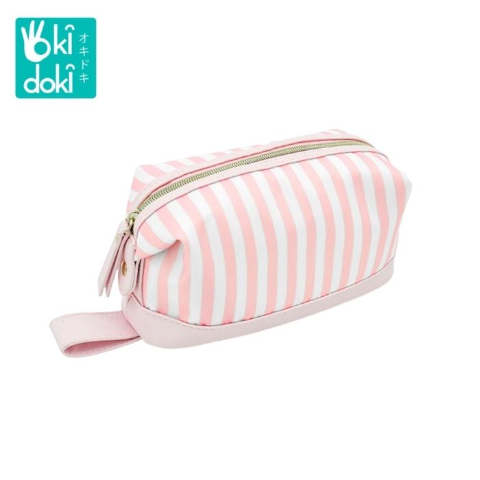 OKIDOKI Cosmetic Bag Strip Pink White Bpol0063-M175-2 - Tas Make Up